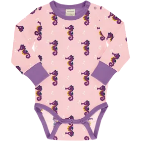 Maxomorra Seahorse Organic Cotton Long Sleeved Bodysuit