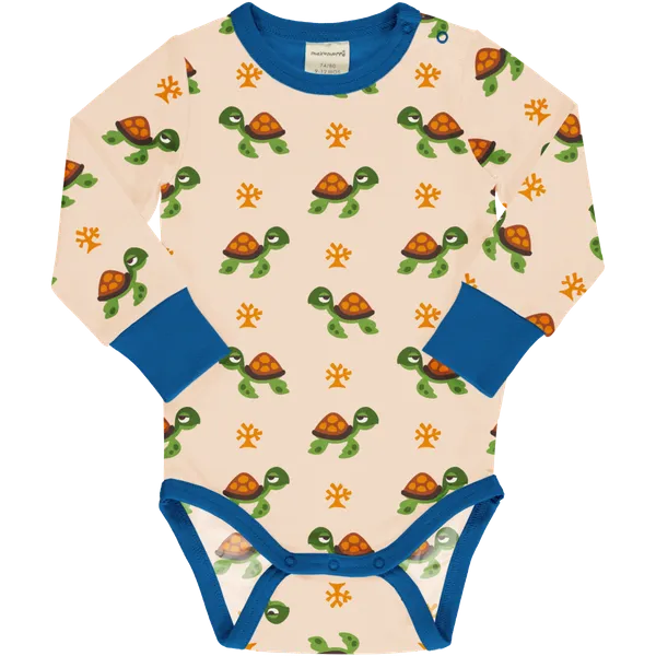 Maxomorra Turtle Organic Cotton Long Sleeved Bodysuit