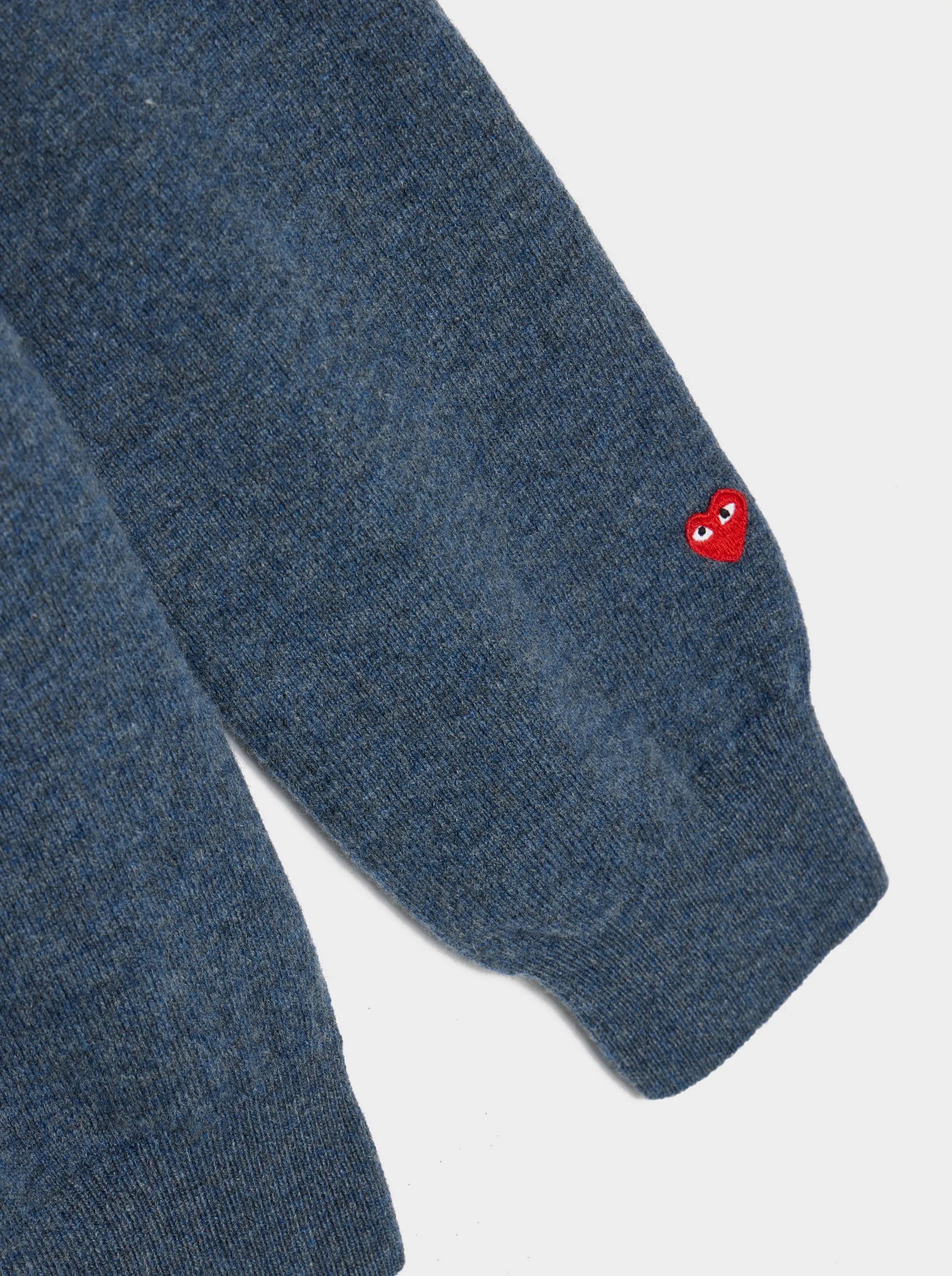 Men Small Red Heart Cardigan, Navy