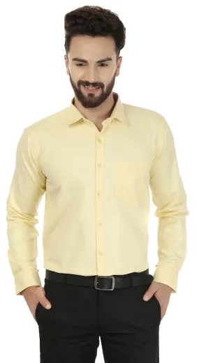 Men's Long Sleeve Cotton Button Down Dress Shirt (Lemon)