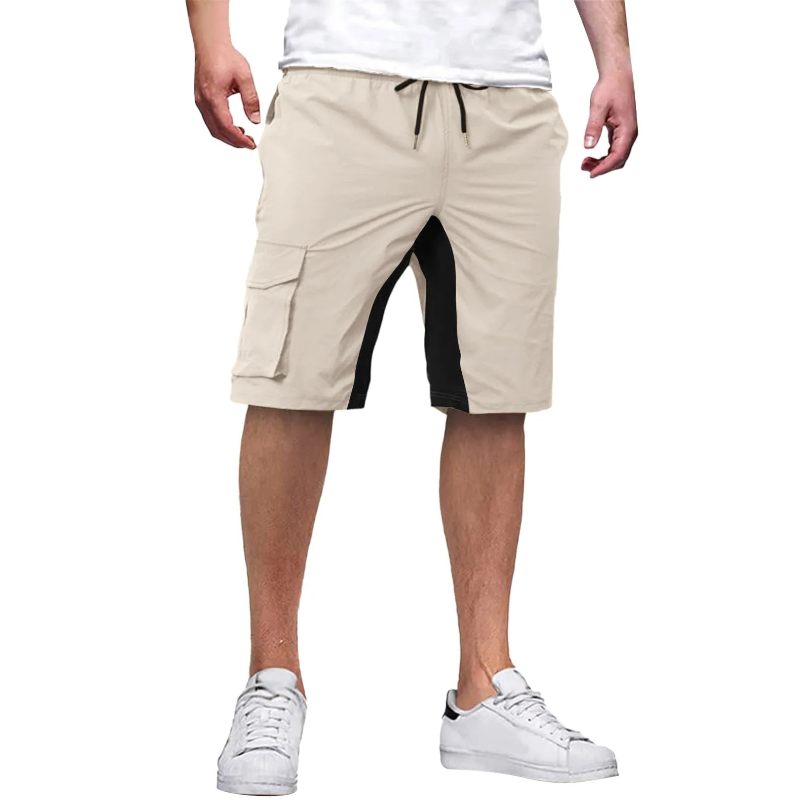 Men's Summer Casual Style Knee Length Patchwork Outdoor Cargo Shorts