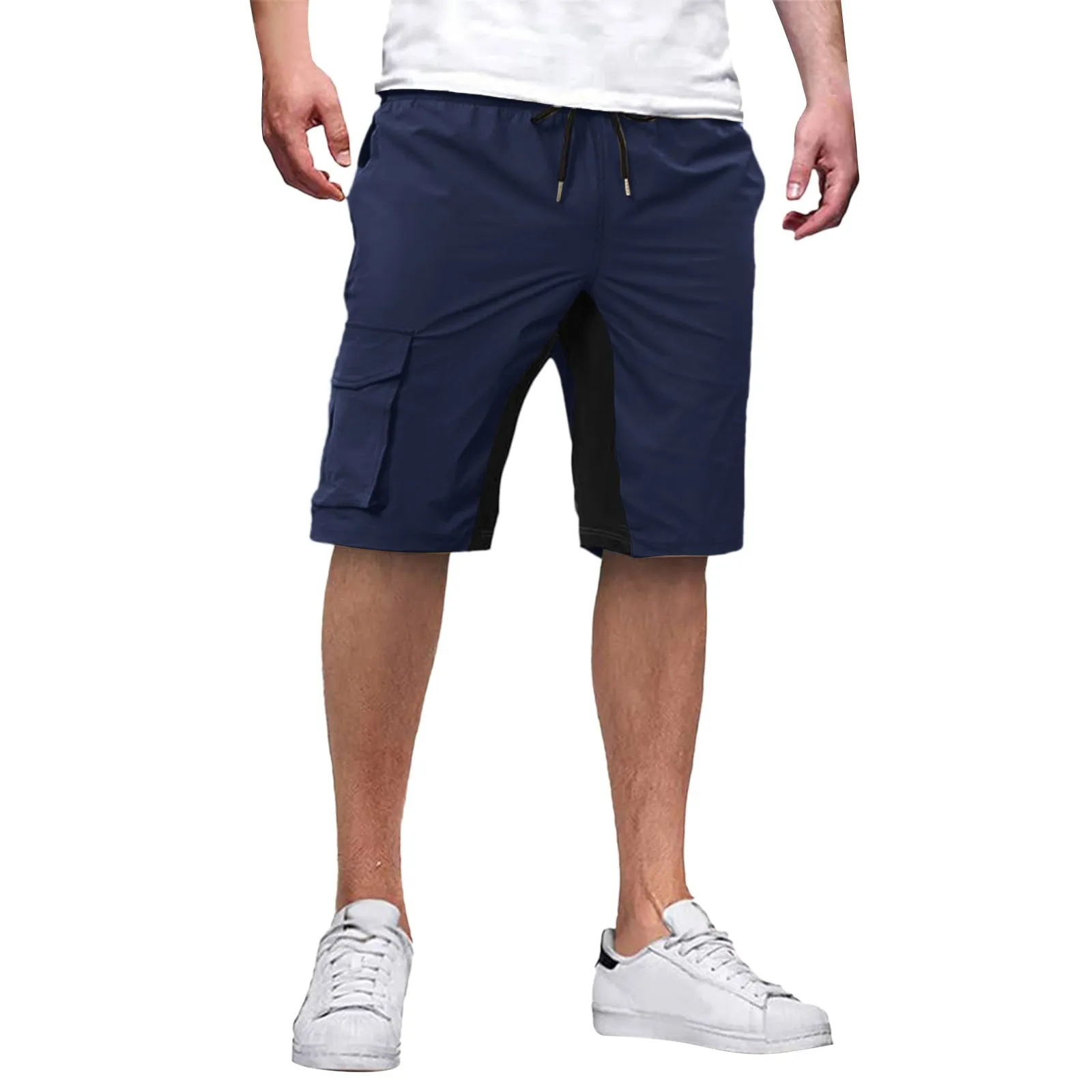 Men's Summer Casual Style Knee Length Patchwork Outdoor Cargo Shorts