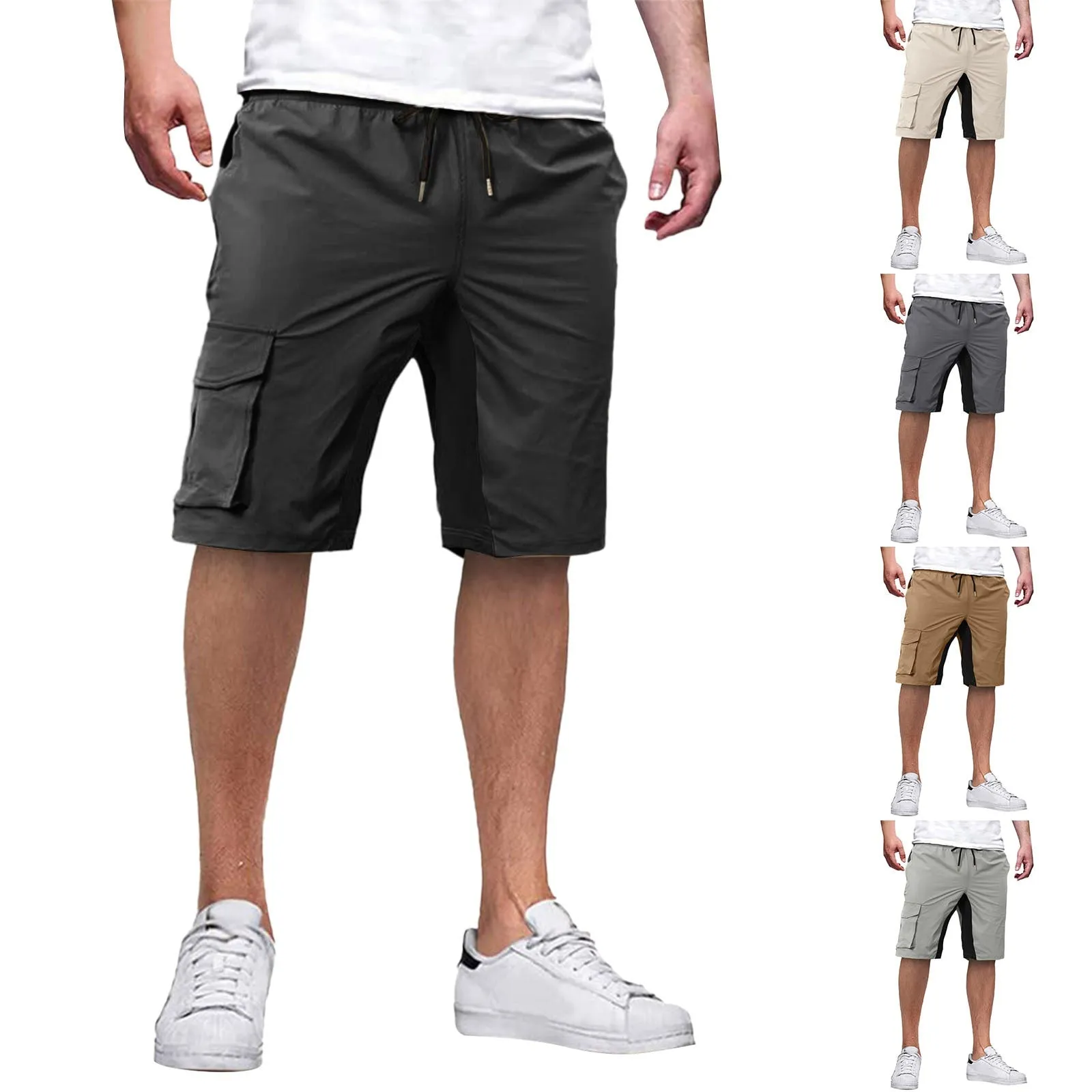 Men's Summer Casual Style Knee Length Patchwork Outdoor Cargo Shorts