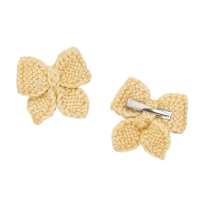 Misha & Puff Child Baby Puff Bow Hair Clip Set Straw Yellow