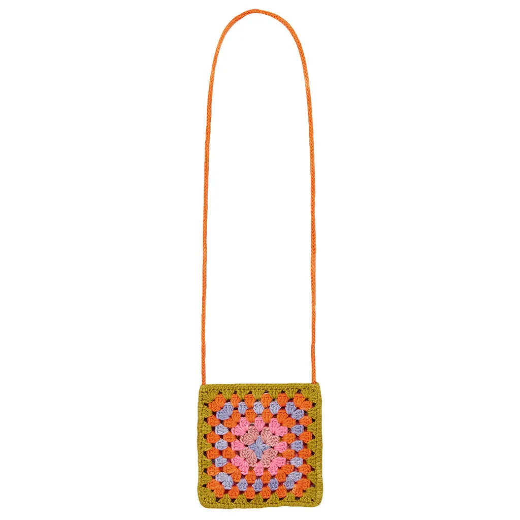 Misha & Puff Child Crochet Big Square Shoulder Bag Pistachio Green