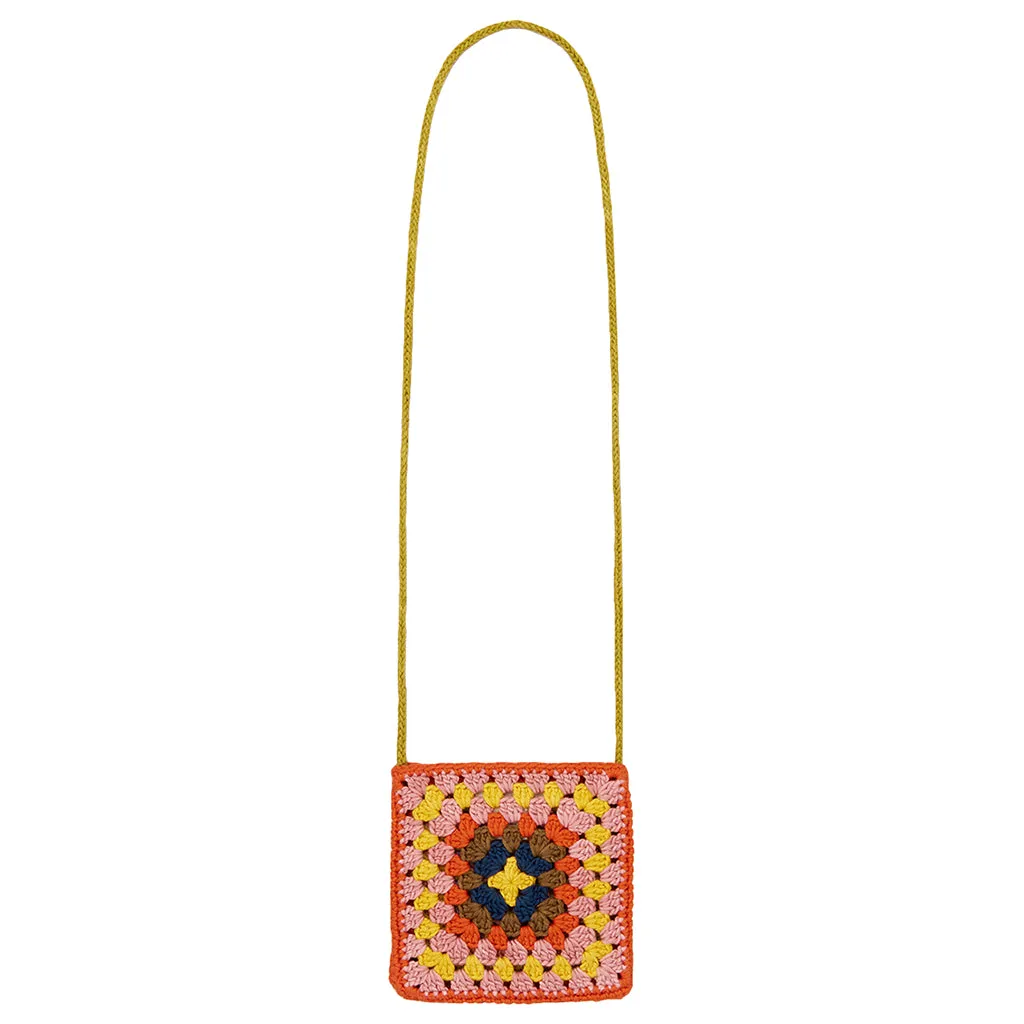 Misha & Puff Child Crochet Big Square Shoulder Bag Poppy Orange