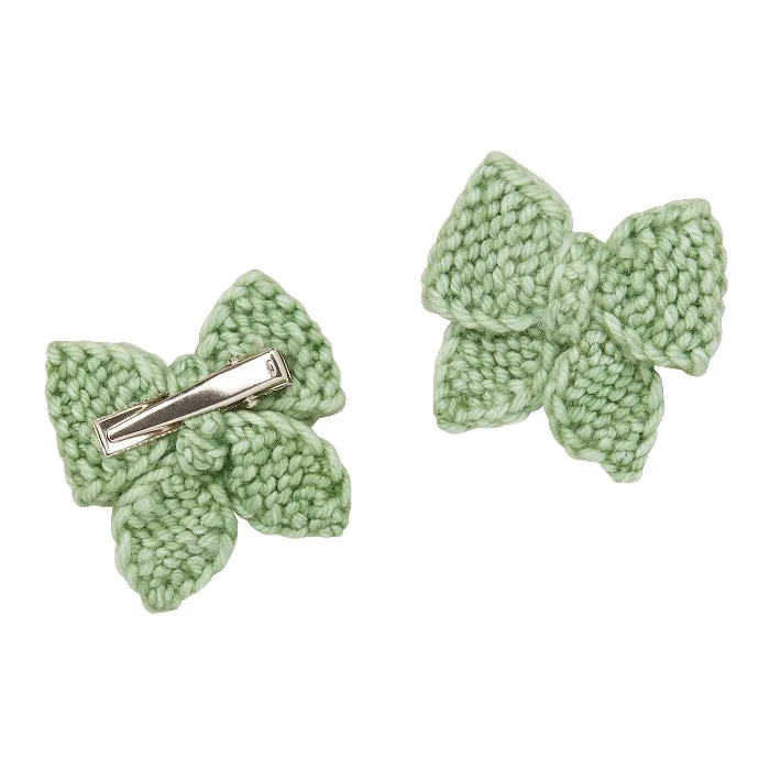 Misha & Puff Child Set Of Two Baby Puff Bows Mojave Green