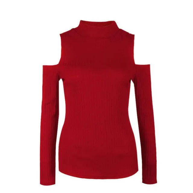 mokingtop Sweater Women Off Shoulder Slim Pullovers Warm Long Sleeve Knitted Outwear Sweaters Sueter Mujer#A11 SM6