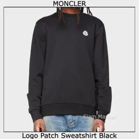 MONCLER  |Crew Neck Long Sleeves Plain Cotton Logo Sweatshirts