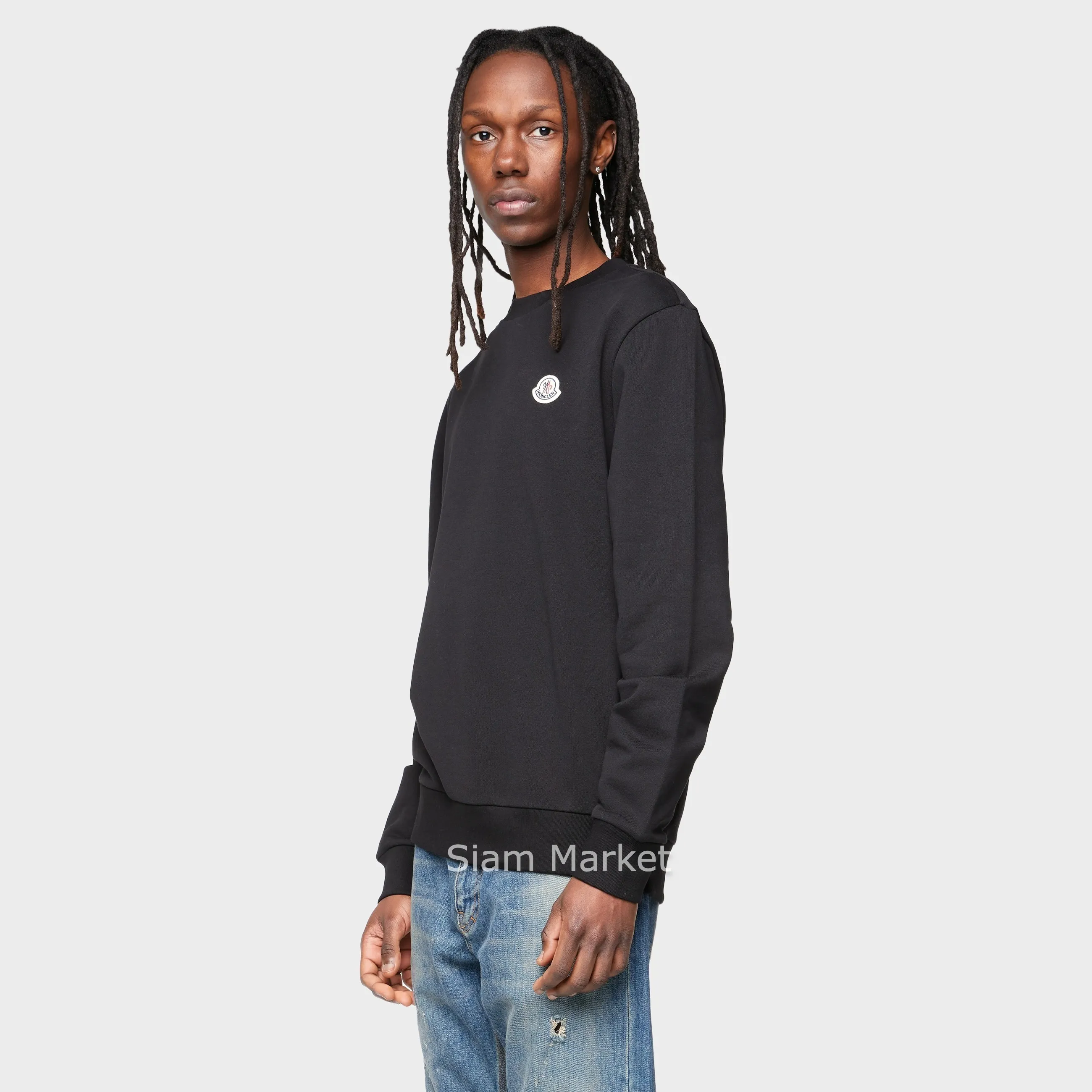 MONCLER  |Crew Neck Long Sleeves Plain Cotton Logo Sweatshirts