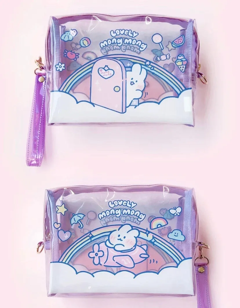 mongmong rabbit makeup bag+lens case+ mini mirror