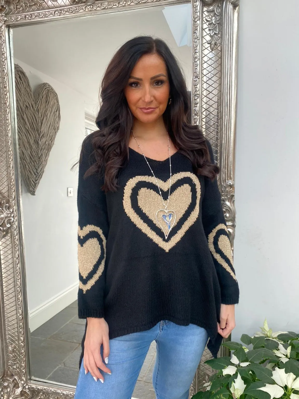 Multi Gold Heart Jumper Willow