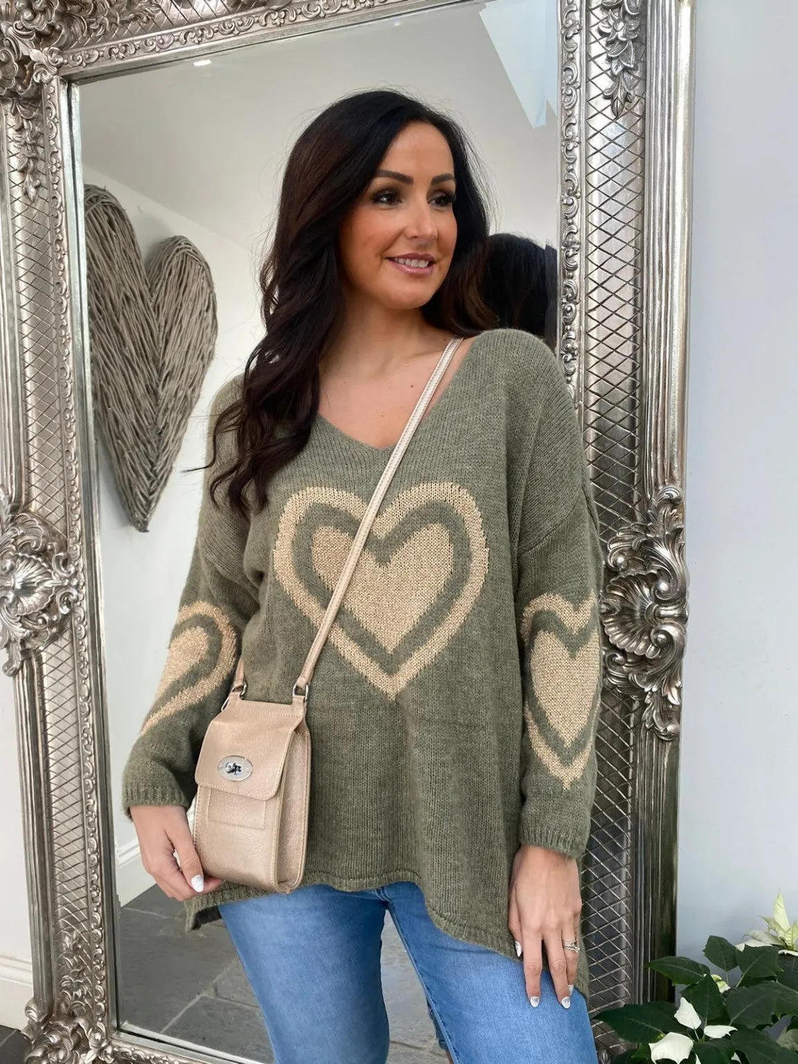 Multi Gold Heart Jumper Willow