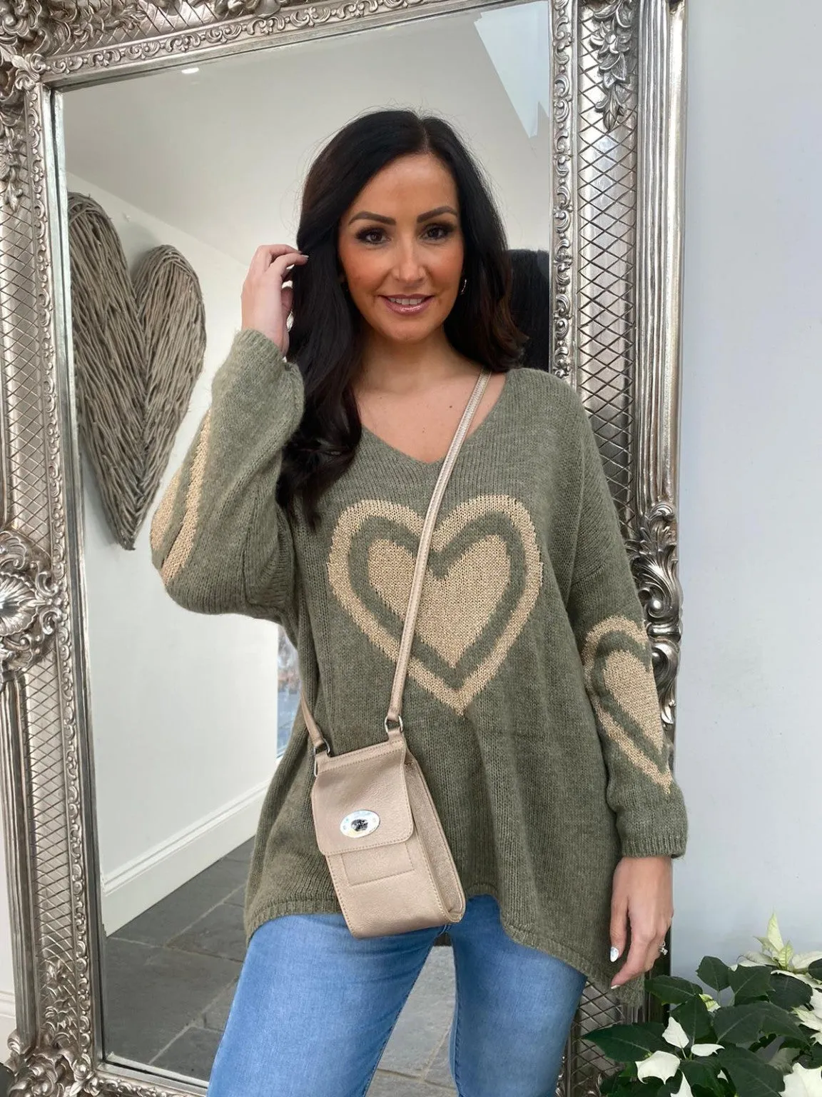 Multi Gold Heart Jumper Willow