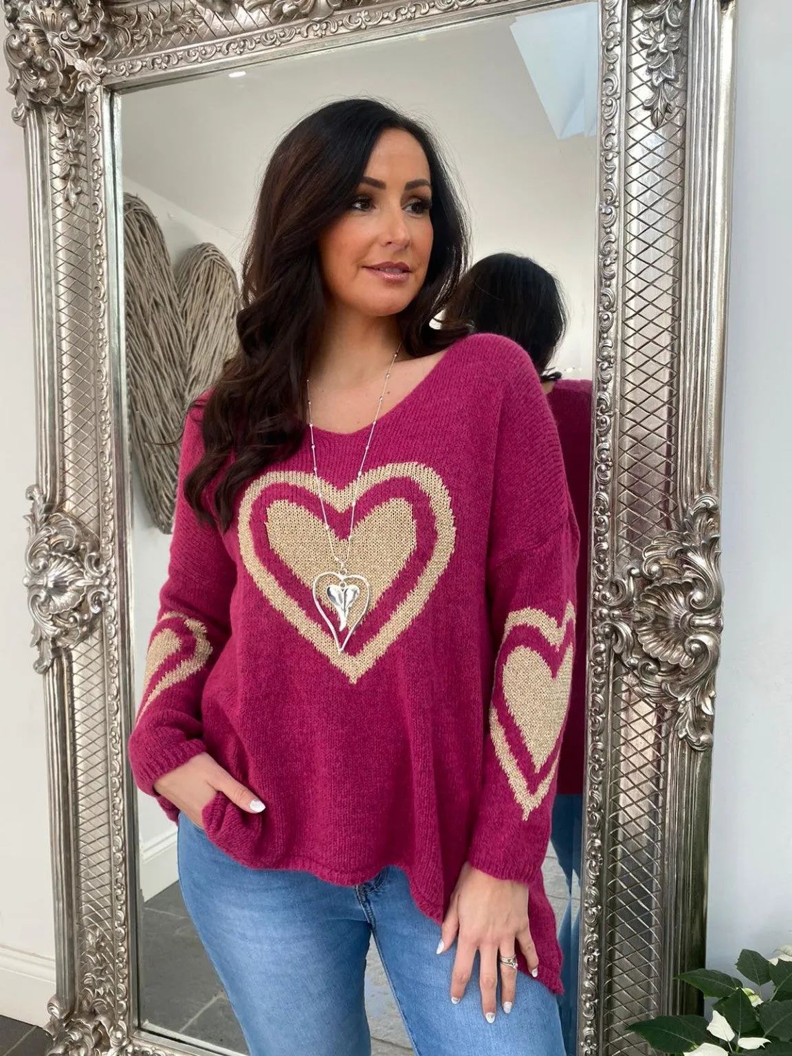 Multi Gold Heart Jumper Willow