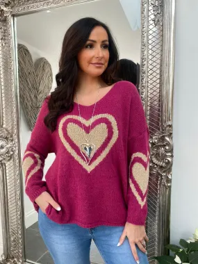 Multi Gold Heart Jumper Willow