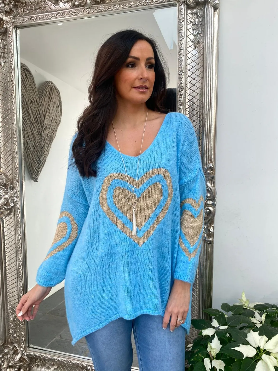 Multi Gold Heart Jumper Willow