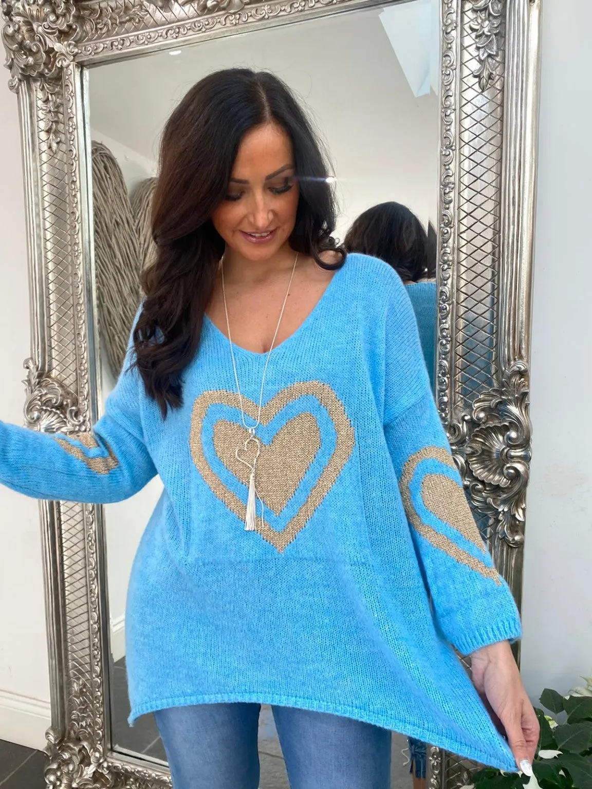 Multi Gold Heart Jumper Willow