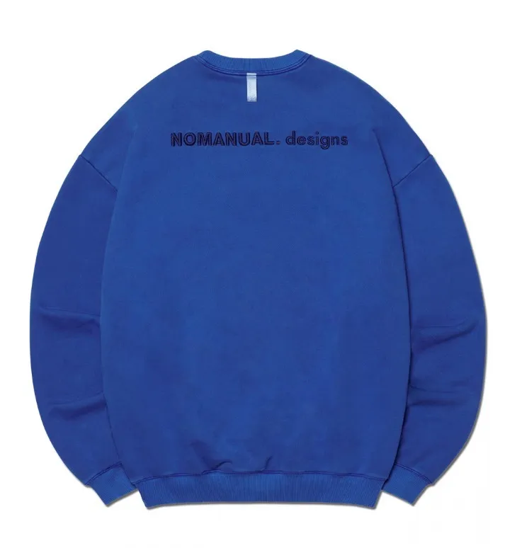 NOMANUAL  |Unisex Street Style Long Sleeves Plain Logo Sweatshirts