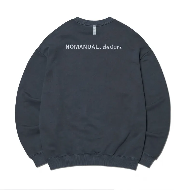 NOMANUAL  |Unisex Street Style Long Sleeves Plain Logo Sweatshirts