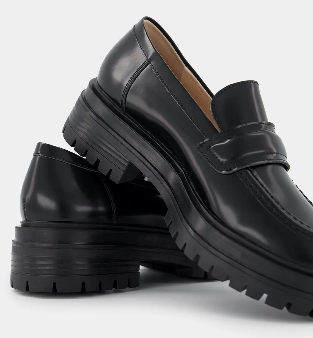 Olympia Slip On Leather Loafer | Black