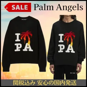 Palm Angels  |Crew Neck Pullovers Wool Cashmere Street Style Long Sleeves