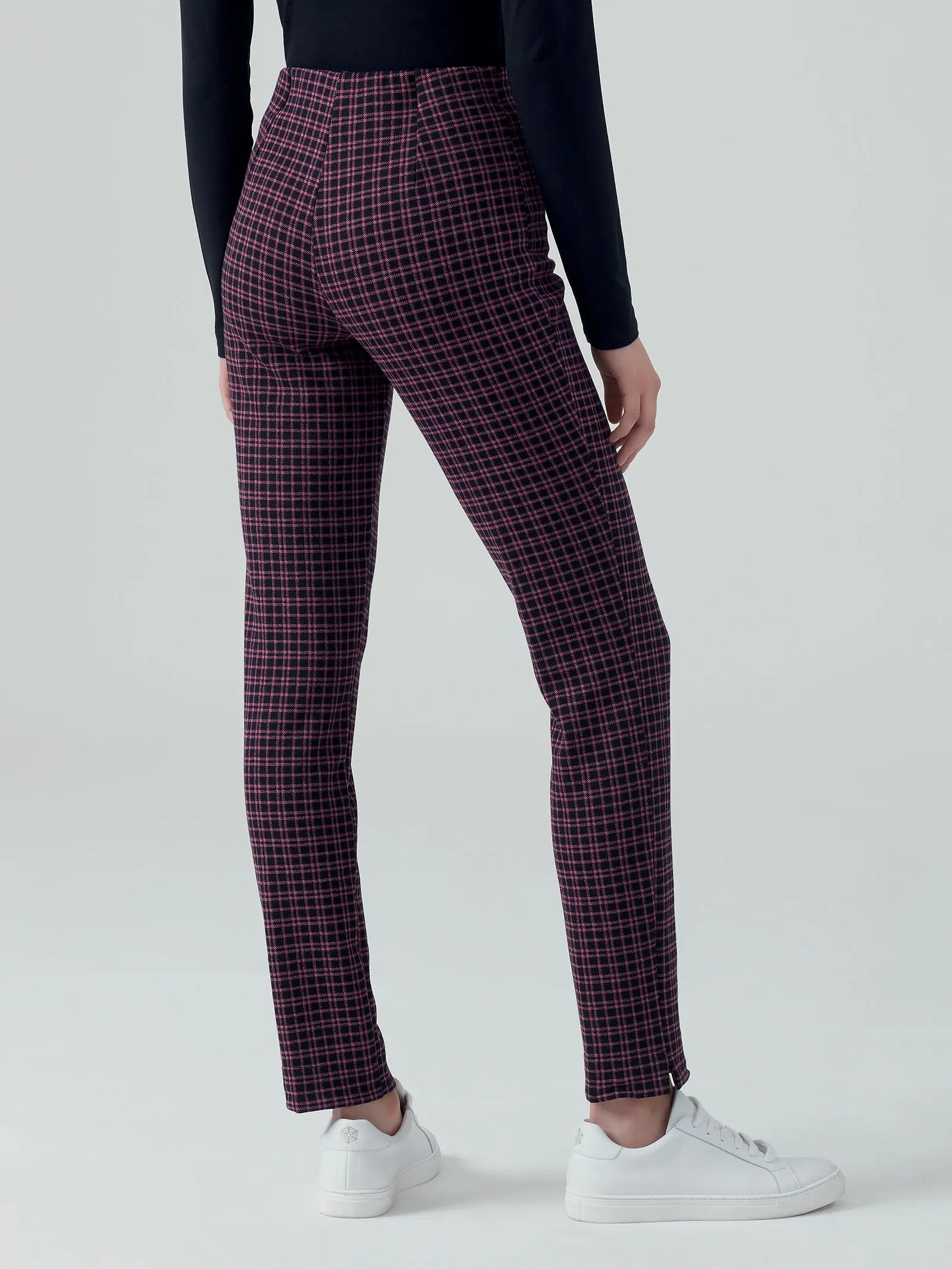 Pantalone a sigaretta in tessuto Eco Jacquard tartan