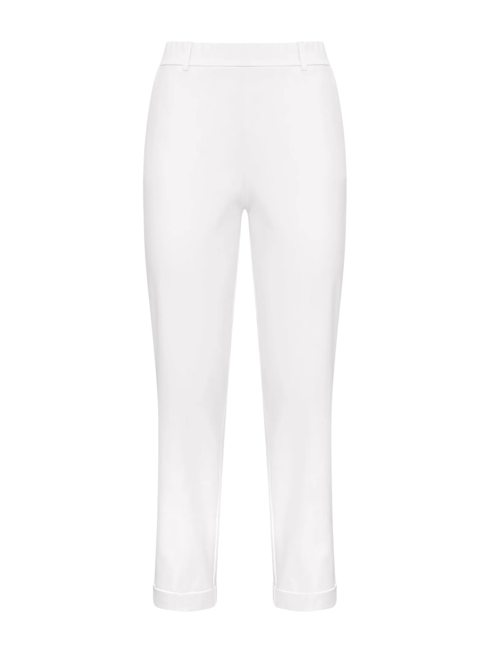 Pantalone dritto con tasche corto in Compact Light - Bianco