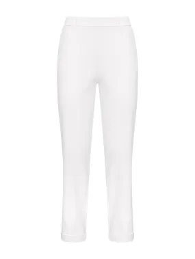 Pantalone dritto con tasche corto in Compact Light - Bianco