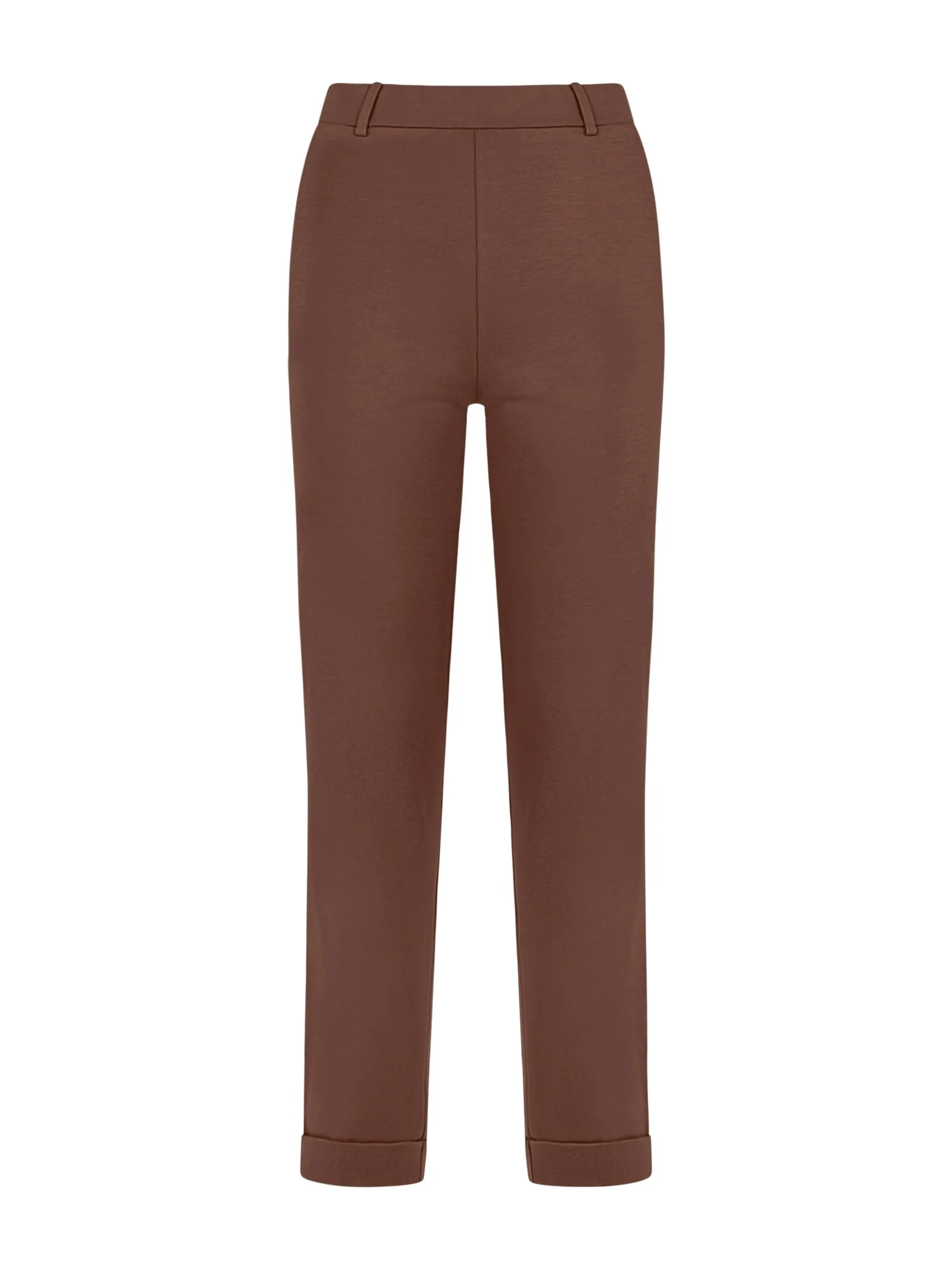 Pantalone dritto con tasche corto in Compact Light - Cappuccino