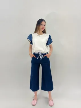 Pantaloni in cotone leggero color jeans