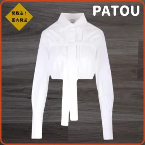 PATOU  |Long Sleeves Cotton Logo Shirts & Blouses