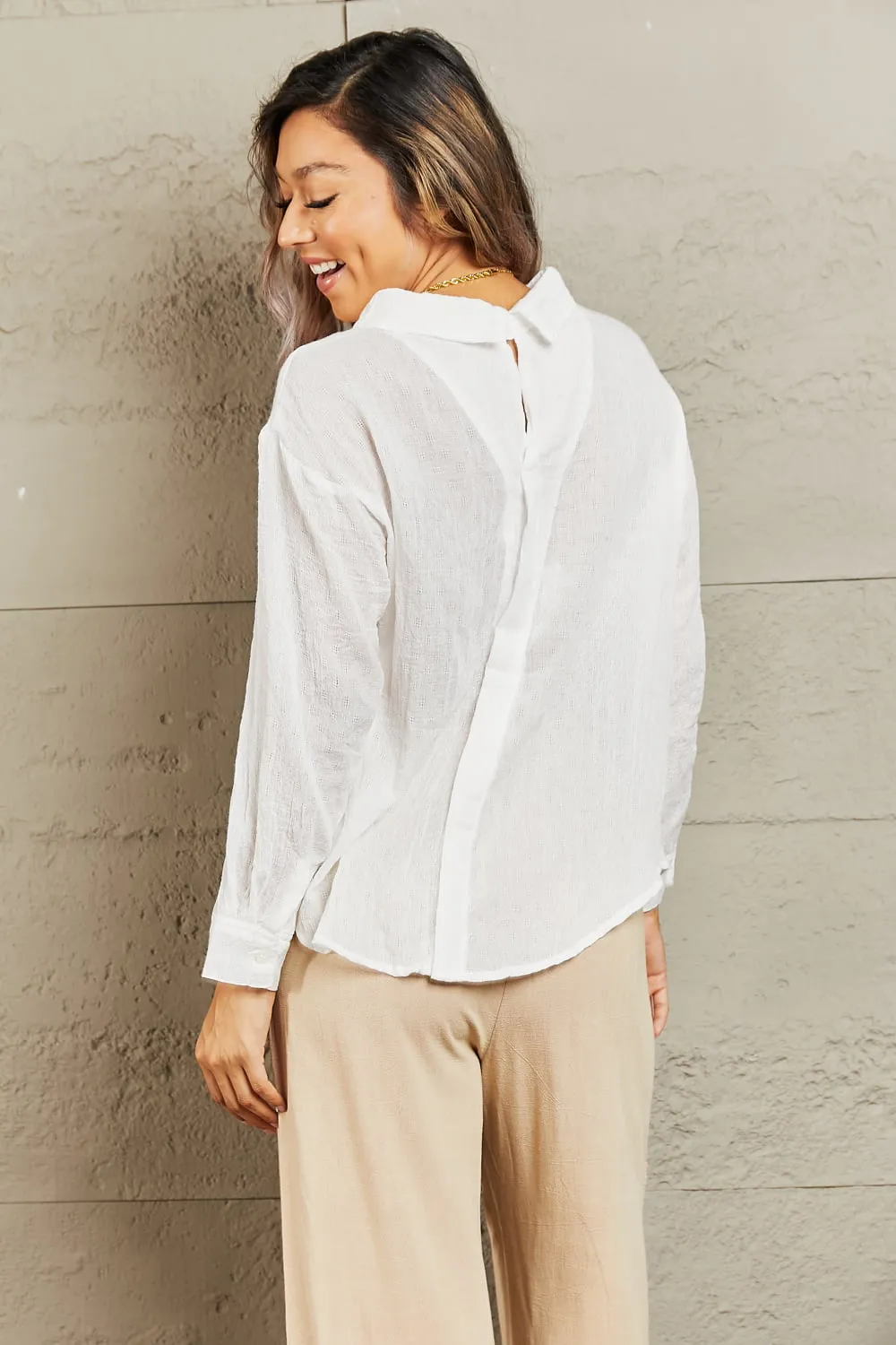 Petal Dew Take Me Out Lightweight Button Down Top