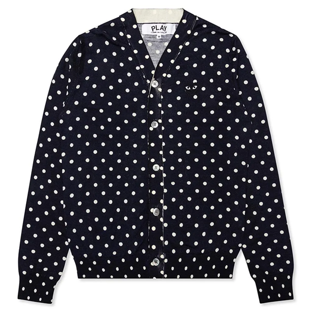 Polka Dot Cardigan Black Heart - Navy