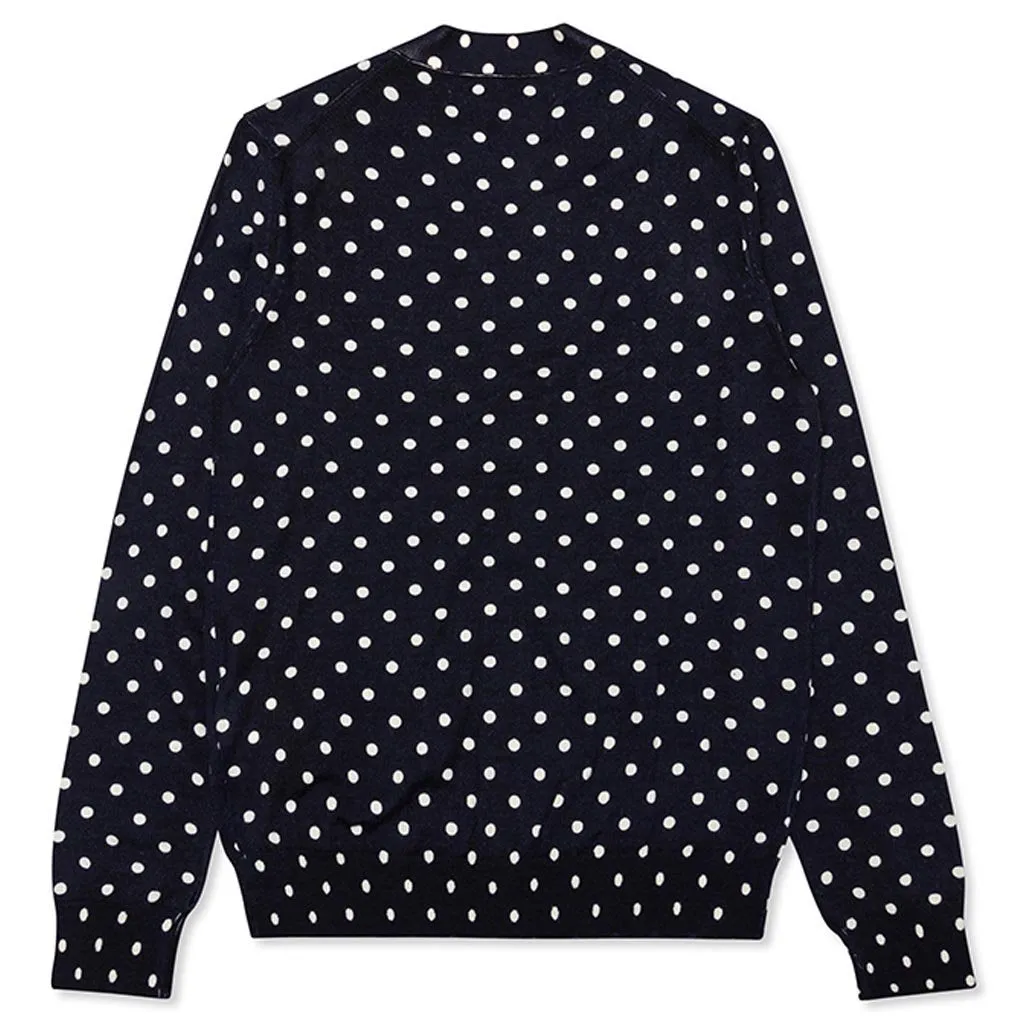 Polka Dot Cardigan Black Heart - Navy