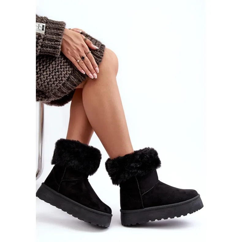 PS1 Women's Snow Boots With Fur Black Rainsa