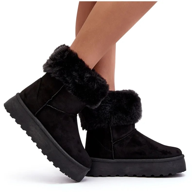 PS1 Women's Snow Boots With Fur Black Rainsa