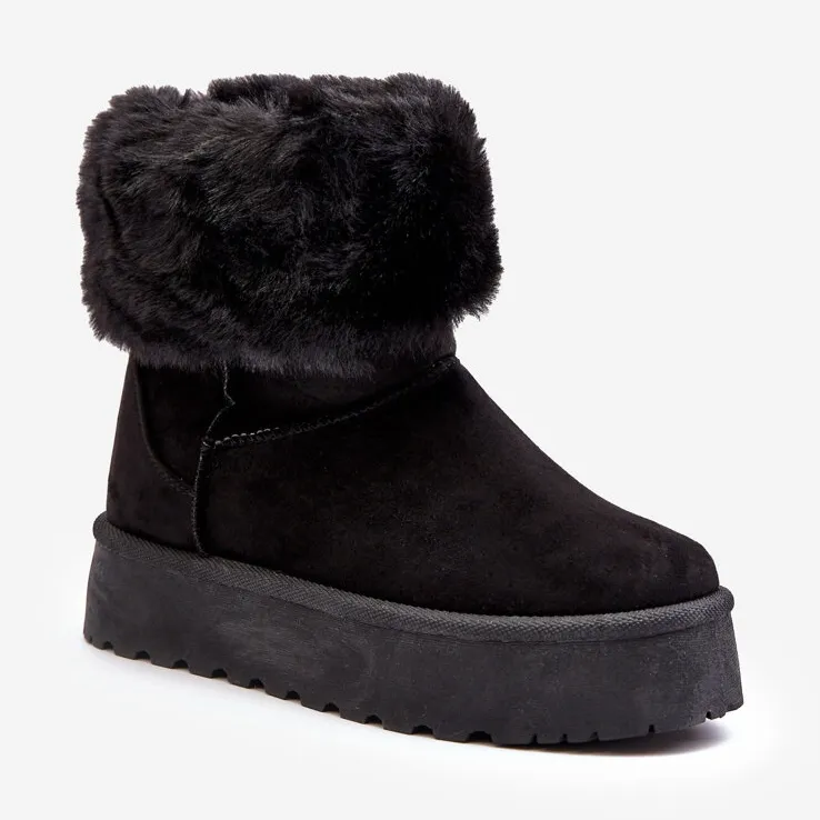 PS1 Women's Snow Boots With Fur Black Rainsa