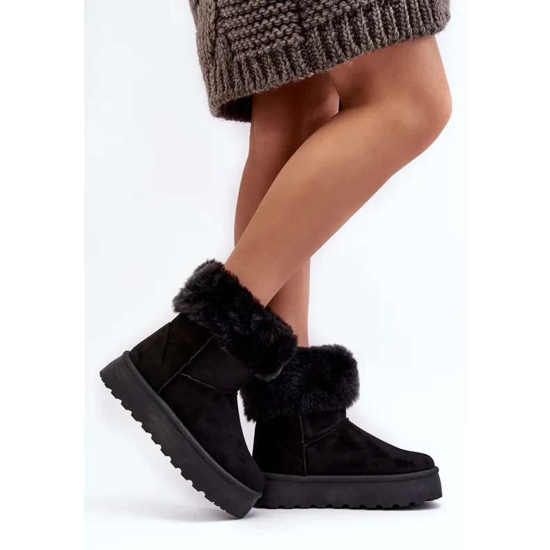 PS1 Women's Snow Boots With Fur Black Rainsa