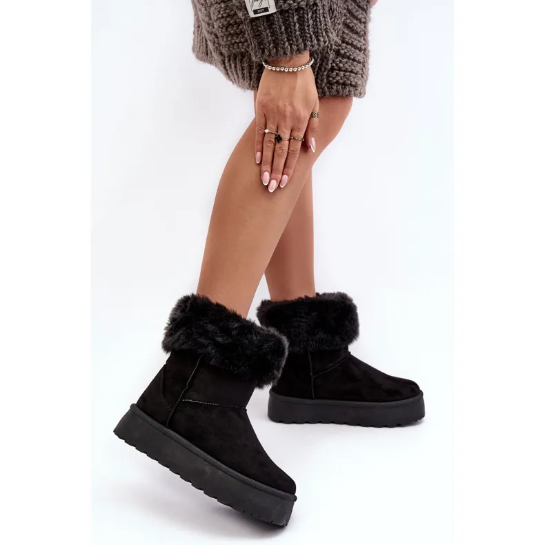 PS1 Women's Snow Boots With Fur Black Rainsa