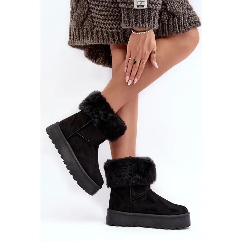 PS1 Women's Snow Boots With Fur Black Rainsa