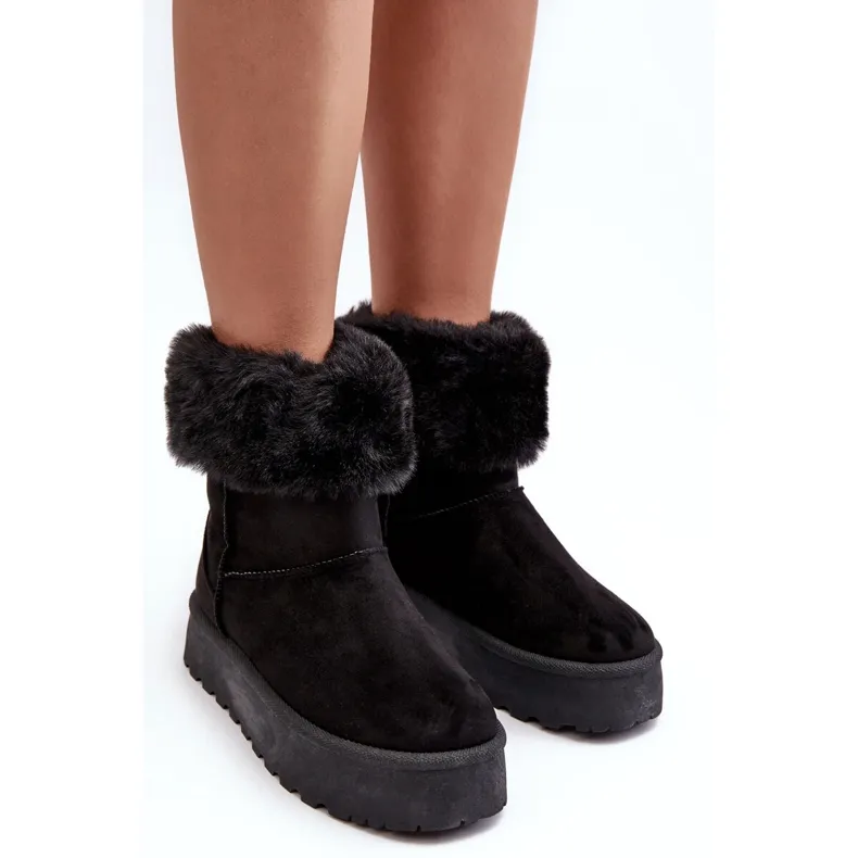 PS1 Women's Snow Boots With Fur Black Rainsa