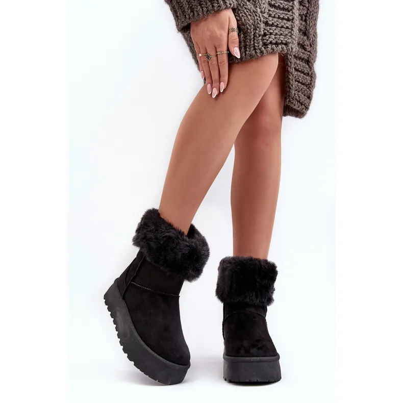 PS1 Women's Snow Boots With Fur Black Rainsa