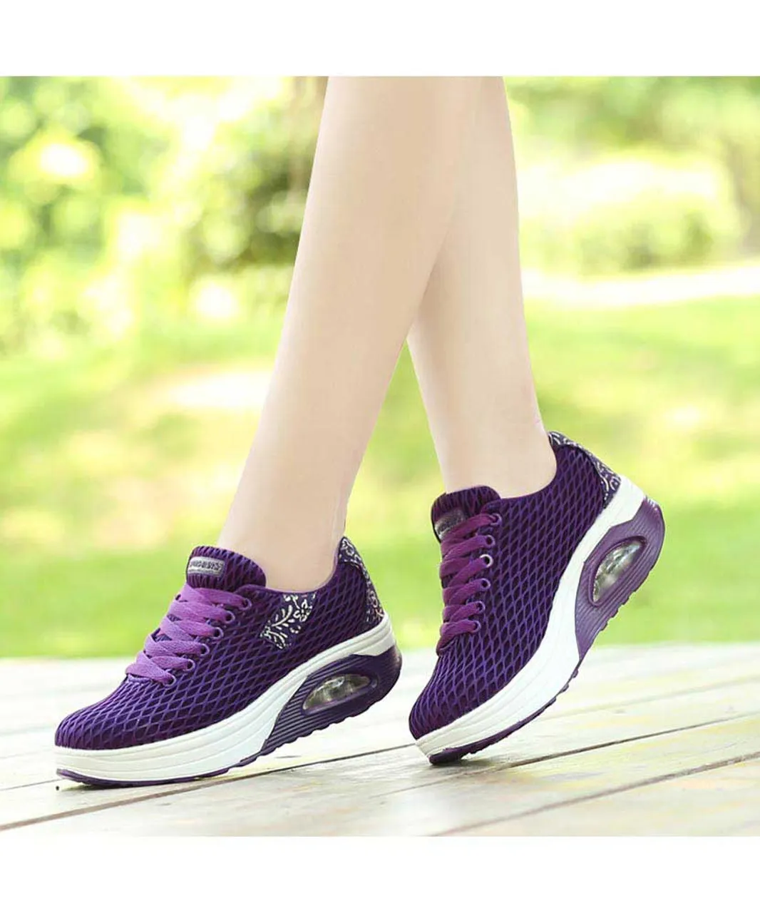 Purple pattern check rocker bottom shoe sneaker