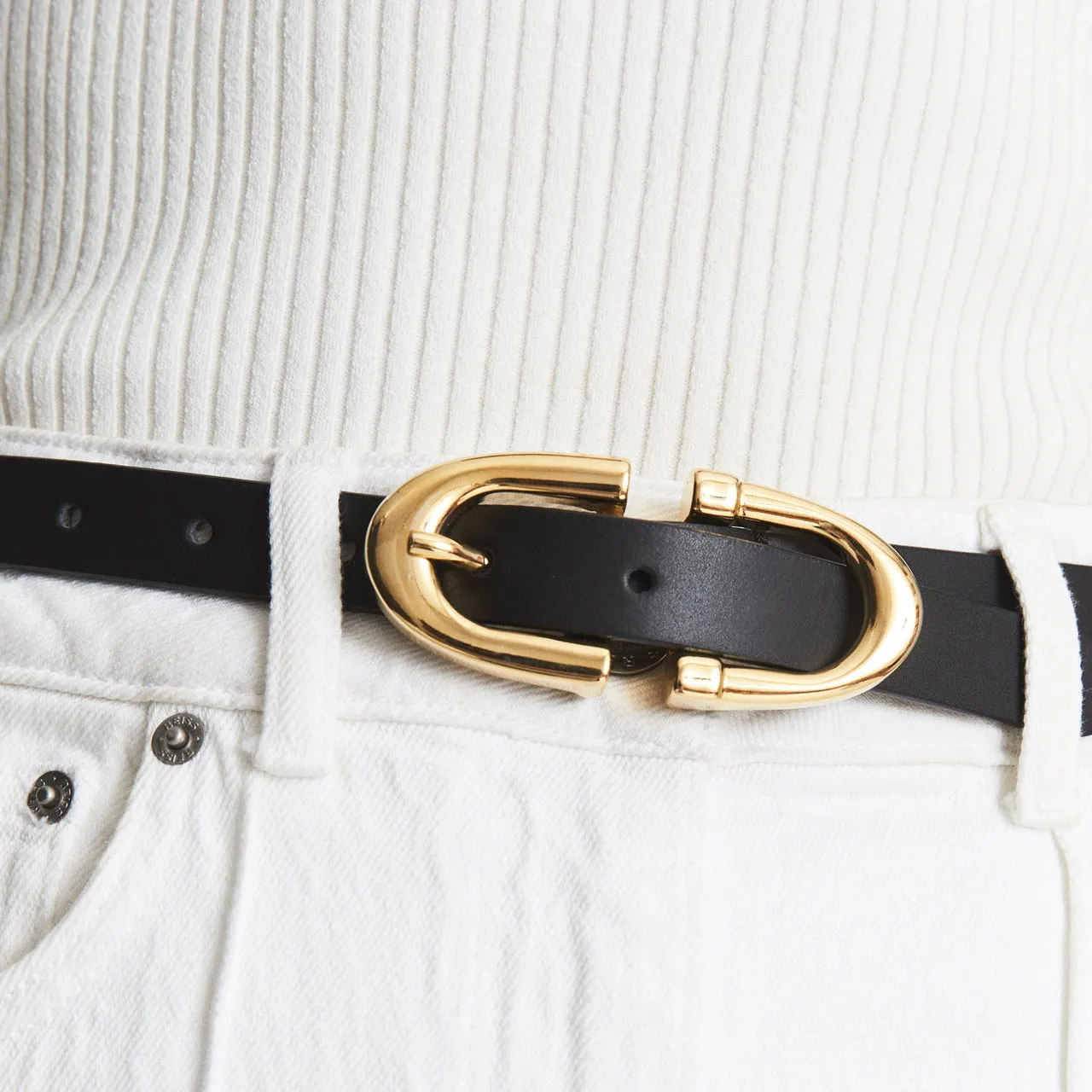 REISS Bailey Horseshoe Belt - Black