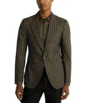 Reiss Delt Geo Jacquard Regular Fit Peak Lapel Blazer