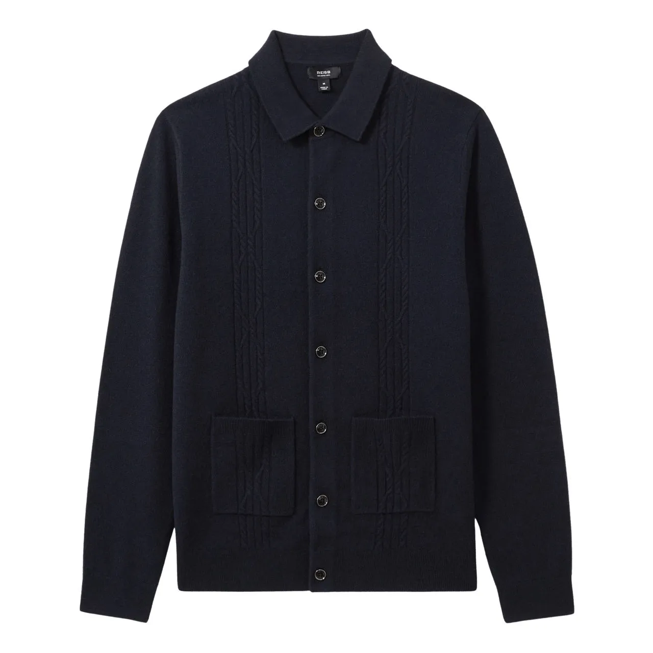 REISS Lockhurst Cable Knit Cardigan - Blue