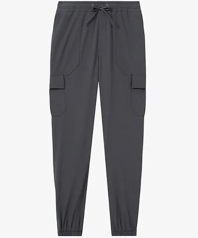 Reiss Mens Airforce Blue Hold patch-pocket stretch-woven cargo trousers