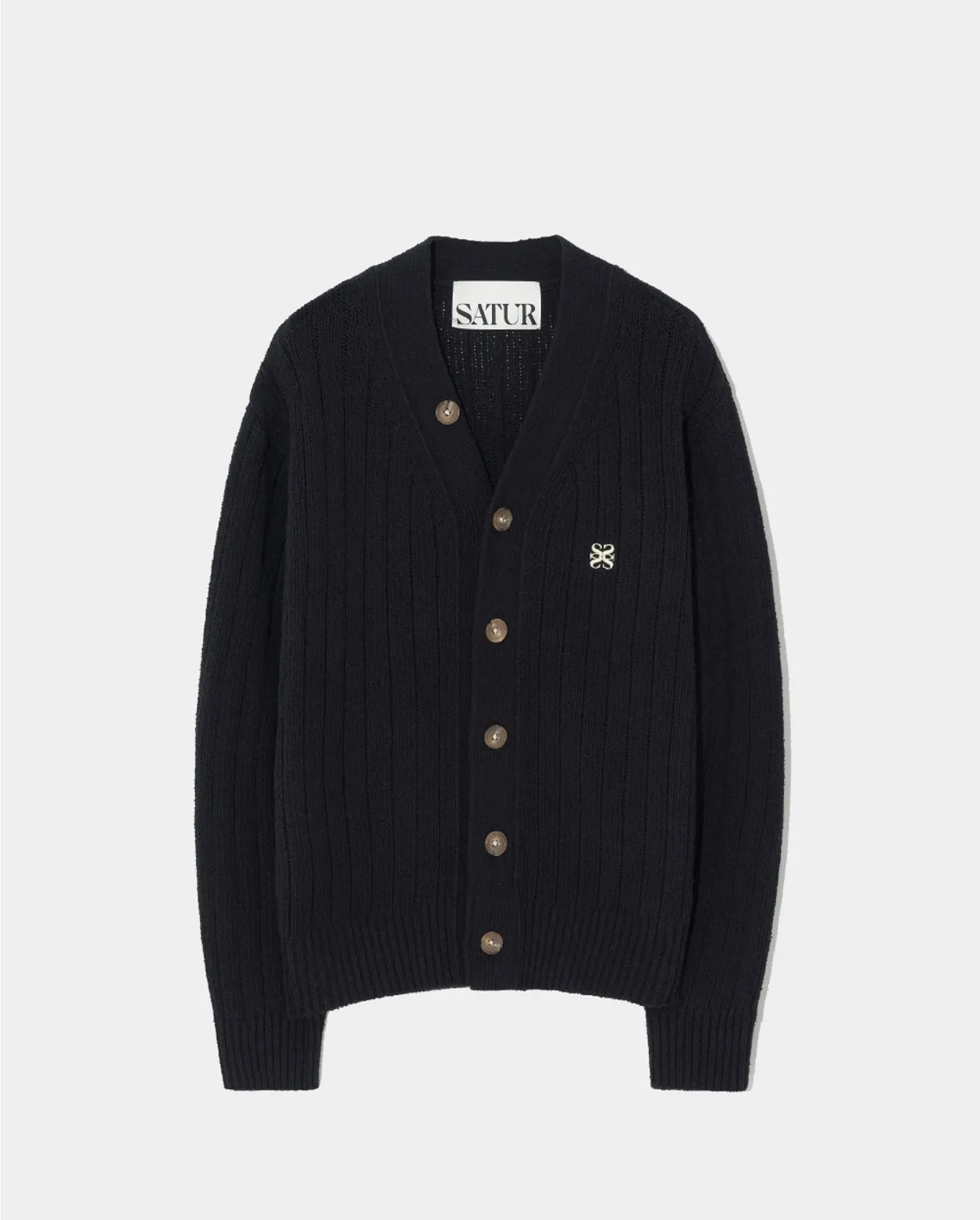 SATUR  |Street Style Long Sleeves Plain Cotton Logo Cardigans