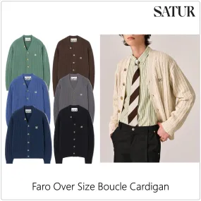 SATUR  |Street Style Long Sleeves Plain Cotton Logo Cardigans